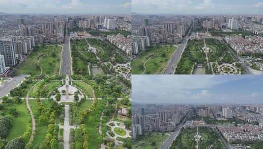 合集广东汕头城市绿化开放广场航拍高清在线视频素材下载