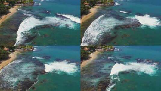 航拍海洋涨潮的镜头高清在线视频素材下载