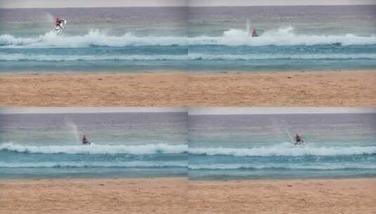 水上摩托艇迎海浪漂流高清在线视频素材下载