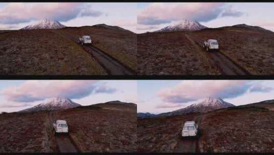 一辆车在崎岖道路上行驶高清在线视频素材下载