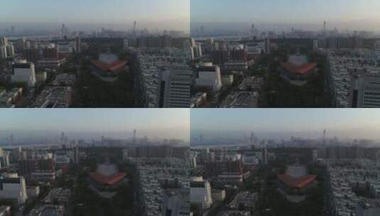 武汉黄鹤楼航拍首义广场现代建筑群长江高清在线视频素材下载
