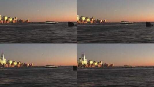 纽约海湾上的渡船高清在线视频素材下载