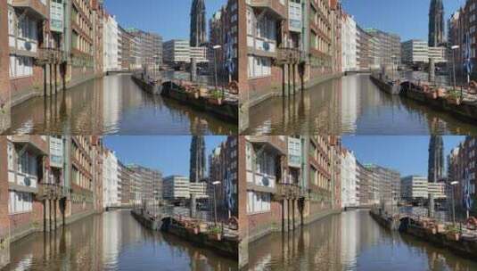 德国汉堡的一条水渠高清在线视频素材下载