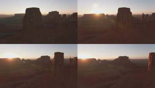 阳光照射沙漠纪念碑航拍高清在线视频素材下载