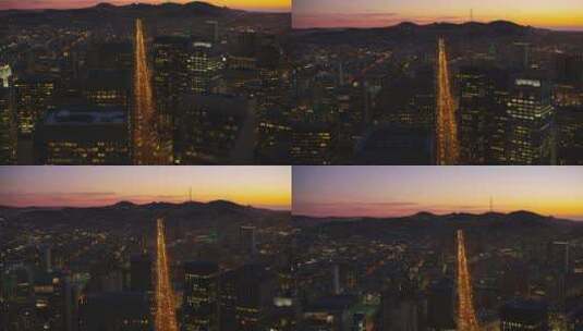 航拍夜晚城市建筑高清在线视频素材下载