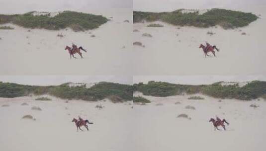 男人在沙漠中骑马高清在线视频素材下载
