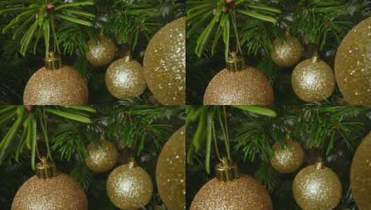 圣诞树装饰球推镜头高清在线视频素材下载