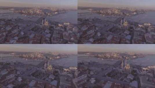无人机航拍伊斯坦布尔土耳其老城高清在线视频素材下载
