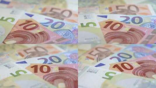 欧元纸币的特写高清在线视频素材下载