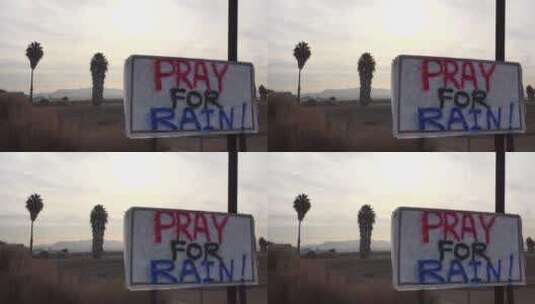 干旱时期高速公路上有一个标志写着祈雨高清在线视频素材下载