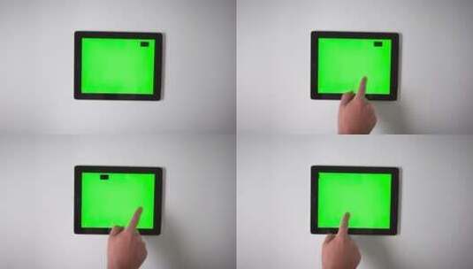 平板电脑绿色屏幕手指向左移动高清在线视频素材下载