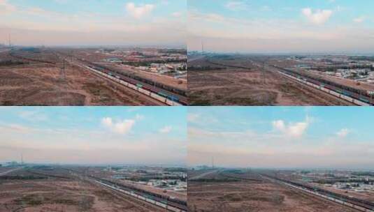 内蒙古包西铁路航拍延时摄影高清在线视频素材下载