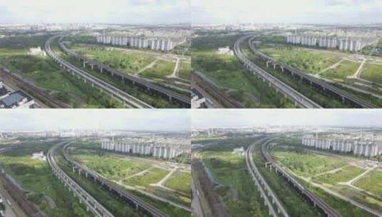 上海浦东新区地铁线路4K航拍高清在线视频素材下载