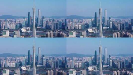 广东省广州市市中心CBD天际线航拍高清在线视频素材下载