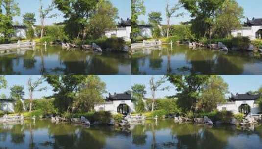 苏州古典园林4k视频 池塘里面有金鱼嬉戏高清在线视频素材下载