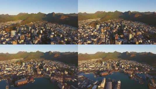 毛里求斯首都-路易港航拍4k高清在线视频素材下载