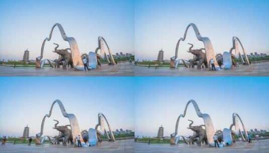 五象湖公园雕塑延时南宁广西地标大象景色高清在线视频素材下载