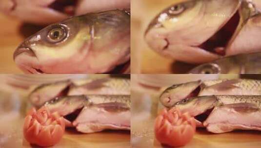 【镜头合集】鱼肉草鱼河鱼高清在线视频素材下载