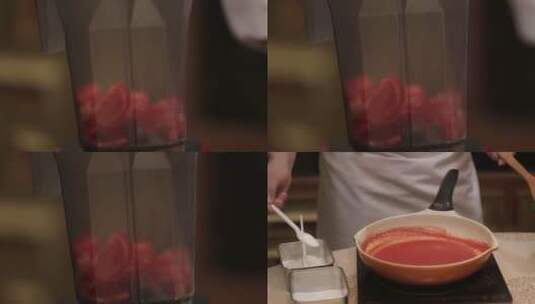 【镜头合集】番茄榨汁熬制西红柿底料高清在线视频素材下载