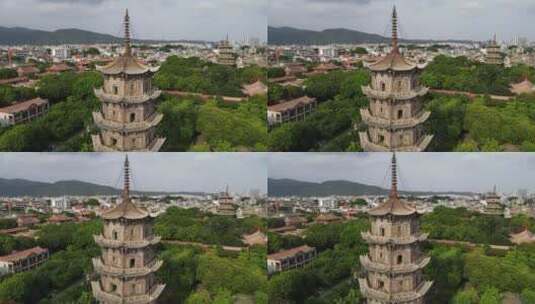 福建泉州古城开元寺镇国塔航拍高清在线视频素材下载