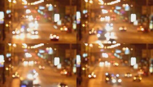 晚间的交通在灯光的映衬下变得模糊不清_高清在线视频素材下载