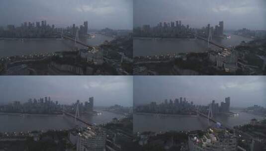 重庆黄昏千厮门大桥航拍高清在线视频素材下载