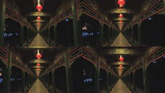 北京4K拍摄颐和园长廊节日悬挂的红灯笼高清在线视频素材下载
