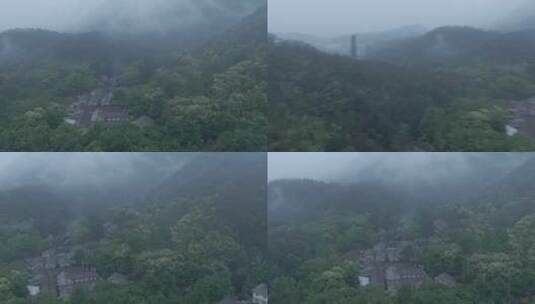 天台山国清寺建筑视频航拍高清在线视频素材下载