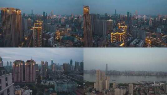 武汉江景城市道路内透航拍4K_两版颜色高清在线视频素材下载
