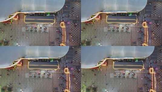 航拍俯视衡阳市府路小吃街高清在线视频素材下载