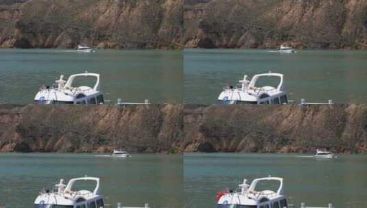 黄河上行驶的游艇高清在线视频素材下载