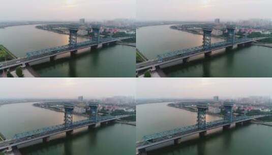 天津海门大桥航拍风景高清在线视频素材下载