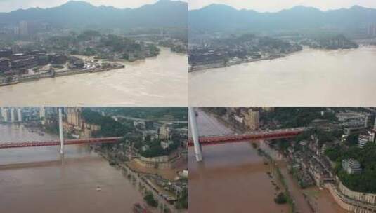 4K重庆2020年洪水水灾航拍素材6高清在线视频素材下载