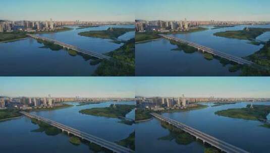 航拍厦门杏林湾大桥景观高清在线视频素材下载