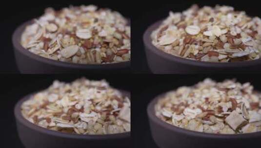 燕麦三色糙米粥粗粮粥杂粮粥食材材料高清在线视频素材下载