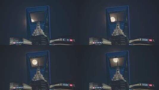 上海·2022环金悬月·穿越魔都·延时摄影4K高清在线视频素材下载