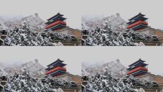 居庸长城关雪景-2高清在线视频素材下载