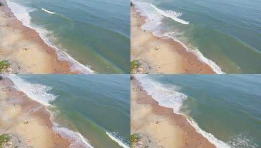 俯拍海水海浪潮水海滩沙滩大海浪潮海边浪花高清在线视频素材下载
