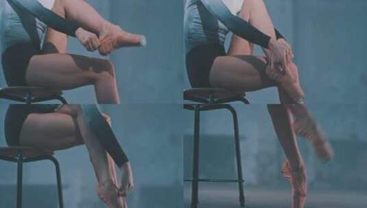 芭蕾舞演员穿足尖鞋特写高清在线视频素材下载