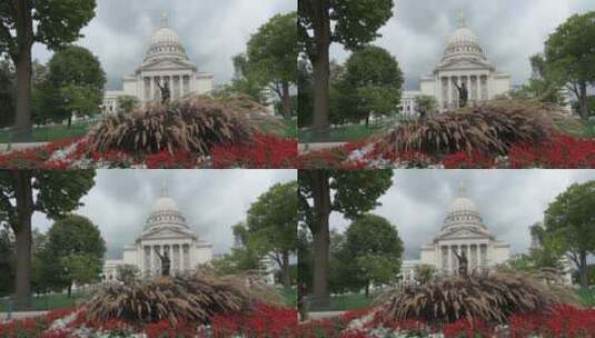 议会大厦与鲜花高清在线视频素材下载