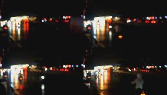 夜幕降临的下雨街头高清在线视频素材下载