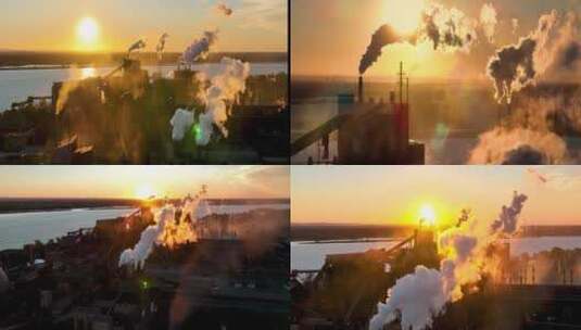工厂烟囱城市污染环境污染空气污染高清在线视频素材下载