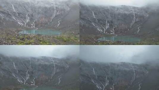 雨崩冰湖航拍高清在线视频素材下载