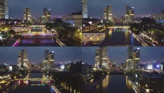航拍宁波市中心城市繁华夜景高清在线视频素材下载