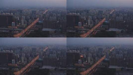 北京四环傍晚高峰期车流高清在线视频素材下载