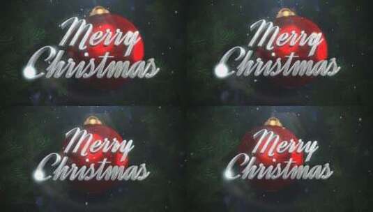 4K文字圣诞节快乐绿枝万年青灯笼背景高清在线视频素材下载