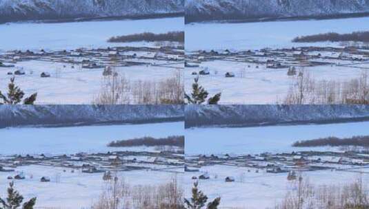 北纬52°，百年边塞奇乾小村雪景高清在线视频素材下载