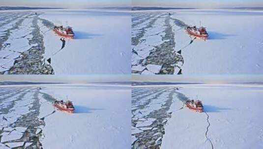 破冰船作业高清在线视频素材下载