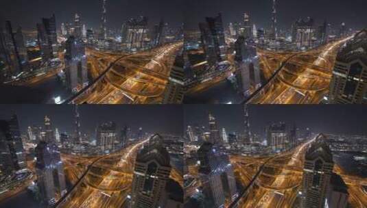 迪拜城市立交桥延时摄影高清在线视频素材下载