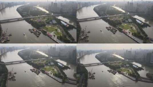 航拍广州大桥交通高清在线视频素材下载